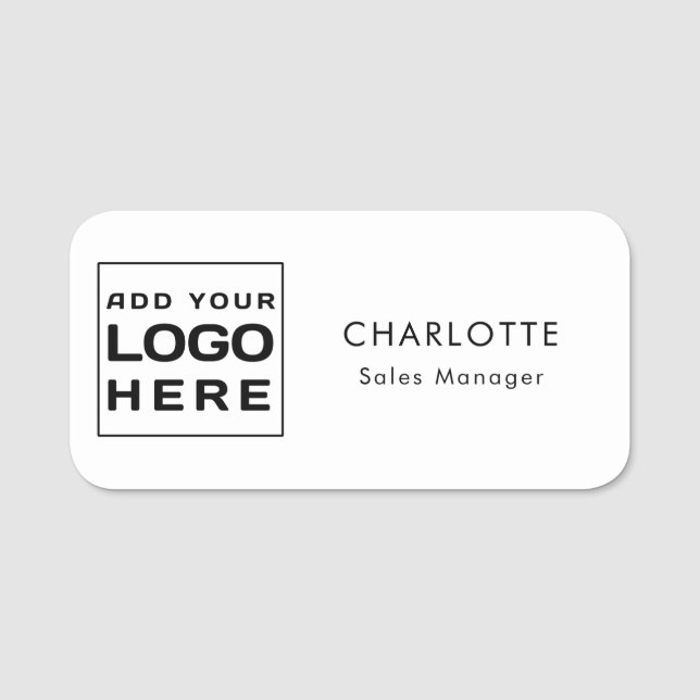 Simple Business Logo Employees Staff Custom Name Tag (Front)