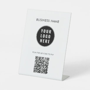Simple Business Logo Modern QR Code Custom Pedestal Sign