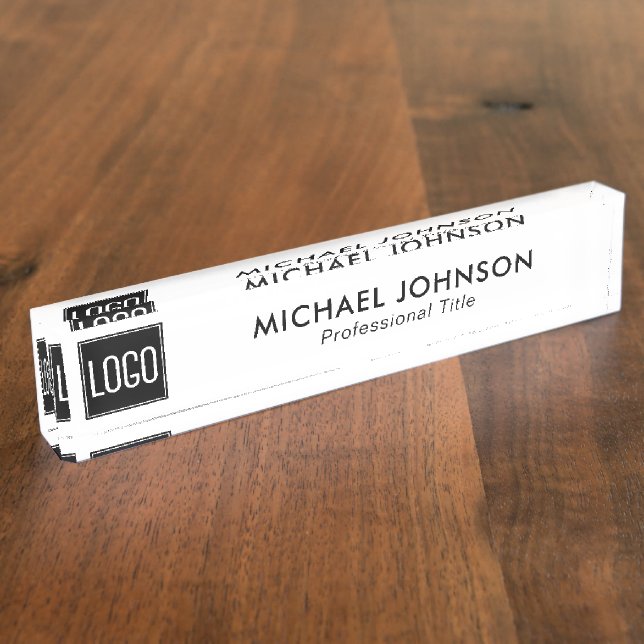 Simple Business Logo, Name and Professional Title Nameplate (Side)