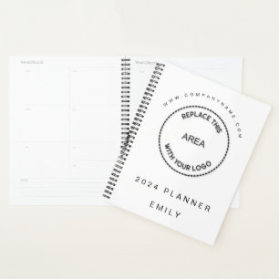 Simple Business Logo Name Website White 2024 Planner
