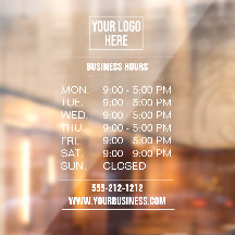 Simple Business Logo Opening Hours Window Cling