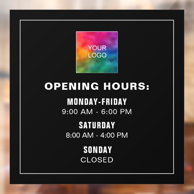Simple Business Logo Opening Times Template Black Window Cling (Sheet 2)