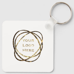 Simple Business Logo Promotional Aqua White Keychain