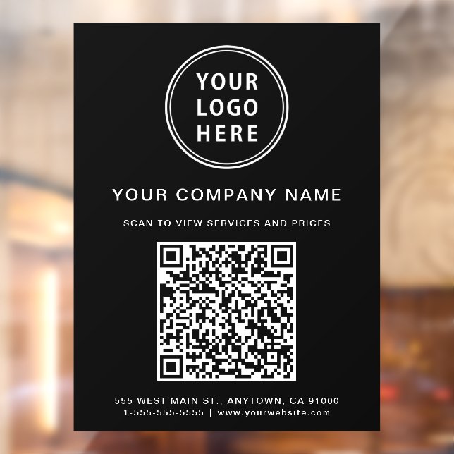 Simple Business Logo QR Code Black Window Cling (Sheet 2)
