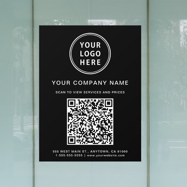 Simple Business Logo QR Code Black Window Cling (Simple Business Logo QR Code Black Window Cling)