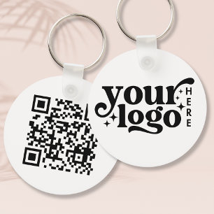 Simple Business Logo QR Code Company Promotional Keychain
