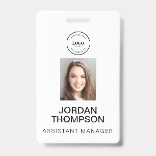 Simple Business Logo QR code Employee photo Badge