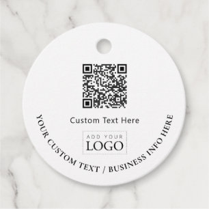 Simple Business Logo QR Code Promotional Favour Tags