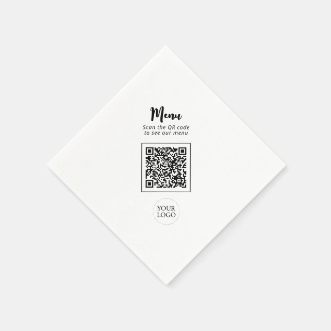 Simple Business Logo & QR code Promotional Napkins (Corner)