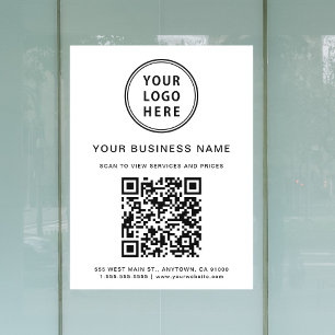 Simple Business Logo QR Code White Window Cling
