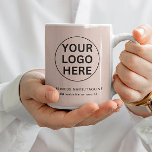 Simple Business Logo & Text Promotional Blush Pink Coffee Mug
