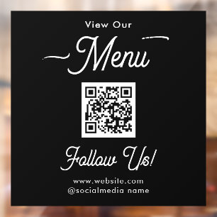 Simple Business Menu QR Code Window Cling