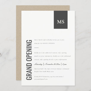 Simple Business Monogram Grand Opening Invite
