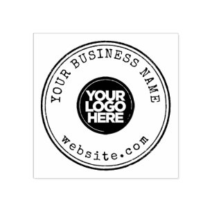 Simple Business Name Logo Website Typewriter Round Rubber Stamp