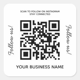 Simple Business Name QR Code Instagram Square Square Sticker
