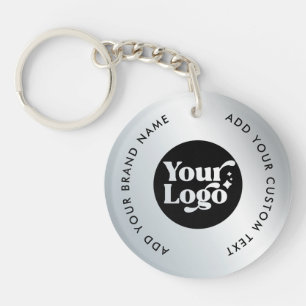 Simple Business Silver Logo Employee Keychain