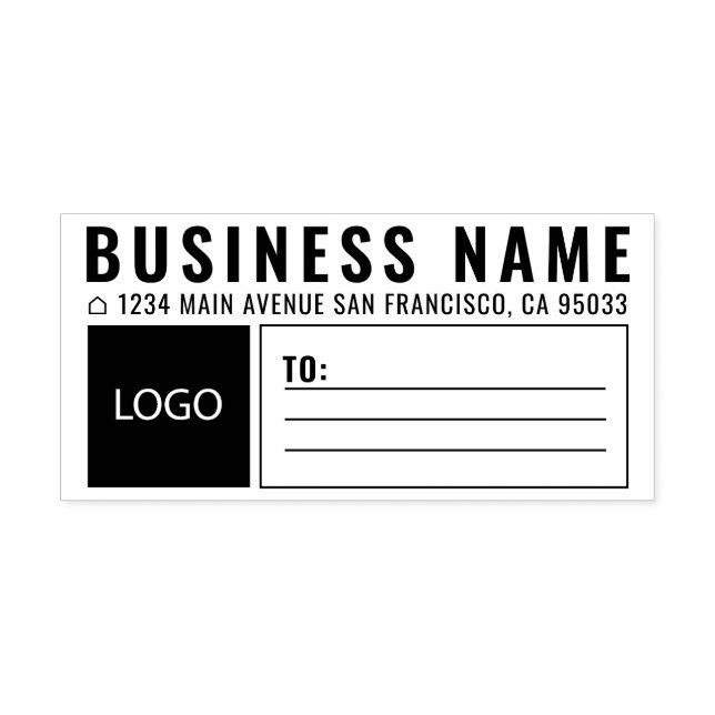 Simple Business Square Logo Mailing Shipping Rubber Stamp (Imprint)