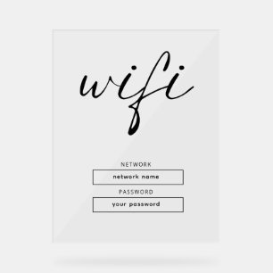 Simple Business Wifi Password and Network Acrylic Sign
