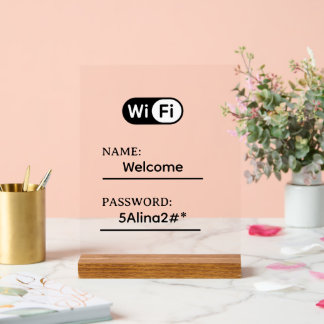 Simple Business Wifi Password and Network Acrylic Sign