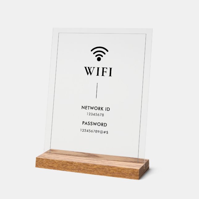 Simple Business  Wifi Password and Network  Acrylic Sign (Angle)