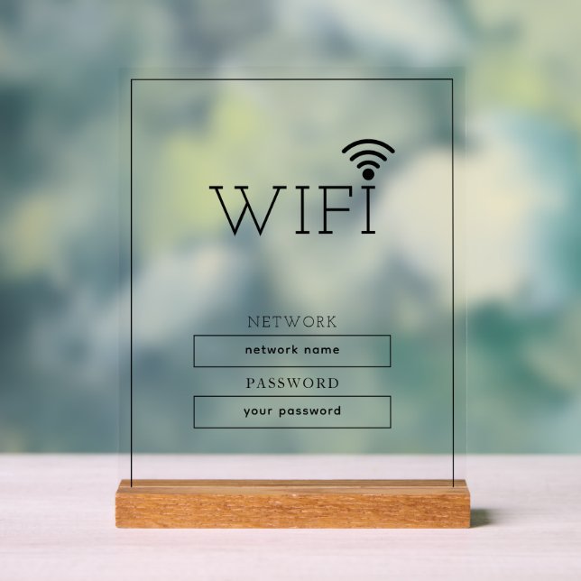  Simple Business Wifi Password and Network Acrylic Sign (Neutral)