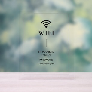 Simple Business Wifi Password and Network Acrylic Sign