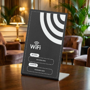 Simple Business Wifi Password and Network  Pedestal Sign