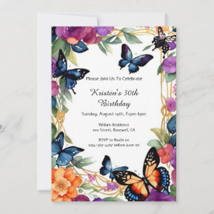 Simple Butterfly Birthday Invitation