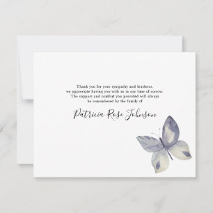 Simple Butterfly Funeral Memorial Thank You Card