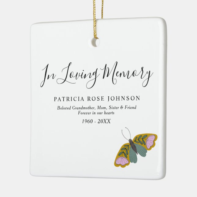 Simple Butterfly In Loving Memory Memorial Gift Ceramic Ornament (Left)