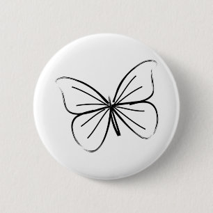 Simple Butterfly Line Drawing 2 Inch Round Button