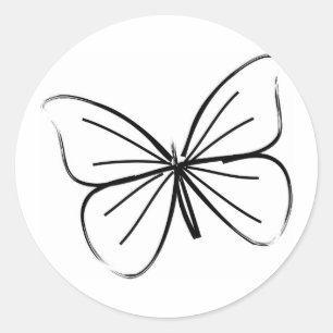 Simple Butterfly Line Drawing Classic Round Sticker