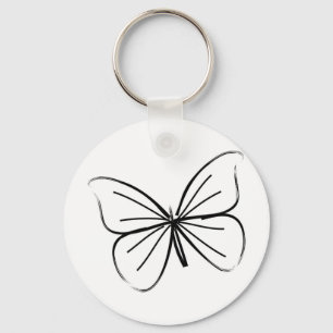 Simple Butterfly Line Drawing Keychain