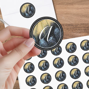 Simple Butterfly Wing Yellow and Blue Classic Round Sticker