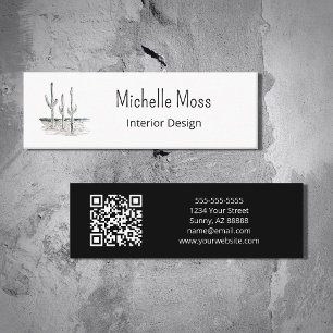 Simple Cactus QR code Interior Design  Mini Business Card