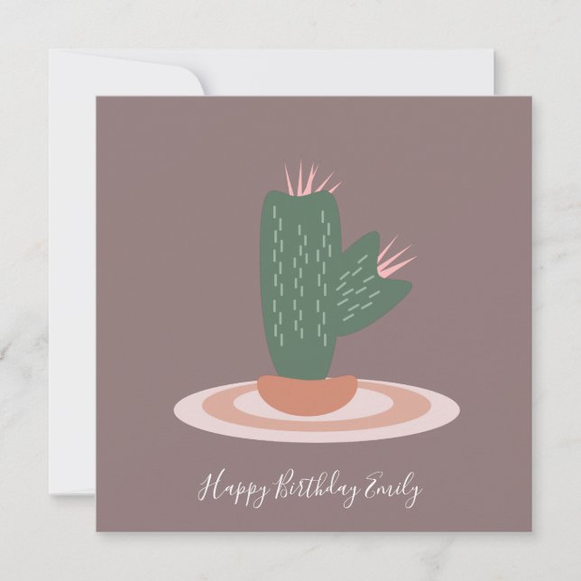 SImple Cactus Spikey Illustration Birthday (Front)