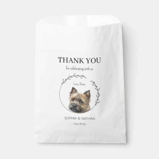 Simple Cairn Terrier Wedding Thank You Favour Bag (Front)