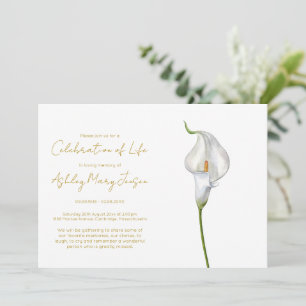 Simple Calla Lily Celebration of Life Funeral Invitation