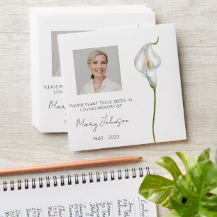 Simple Calla Lily Photo Funeral Seed Envelope