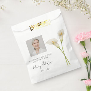 Simple Calla lily Photo Funeral Seed Favour Bag
