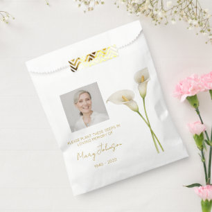 Simple Calla lily Photo Funeral Seed Favour Bag