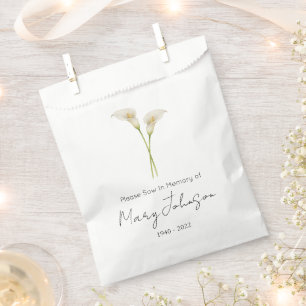 Simple Calla lily Seed packet Funeral Favour Bag