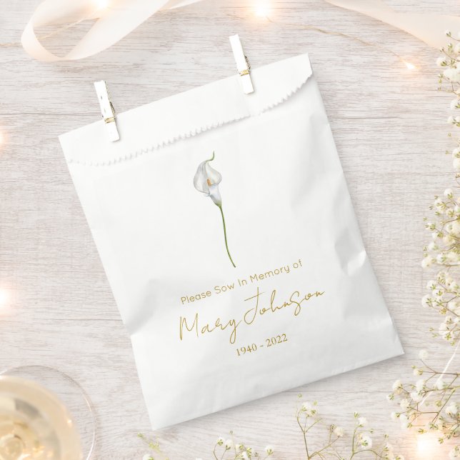 Simple Calla lily Seed packet Funeral  Favour Bag (Clipped)