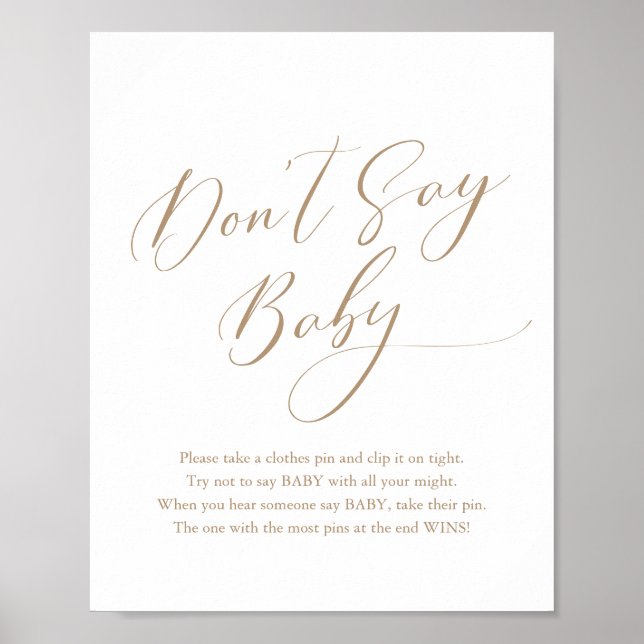 Simple Calligraphy Baby Shower Don't Say Baby Post Poster (Front)
