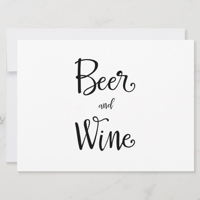 Simple Calligraphy | Beer and Wine Reception Sign Invitation (Front)