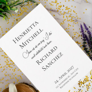 Simple Calligraphy Black & White Wedding Invitation