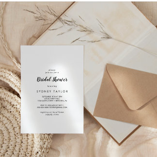 Simple Calligraphy Bridal Shower Invitation
