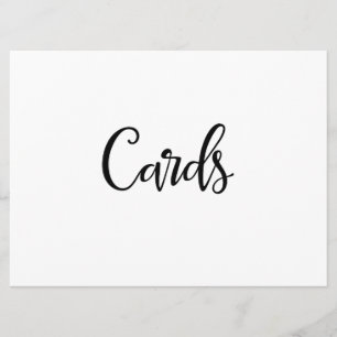 Simple Calligraphy   "Cards" Wedding Sign Invitation