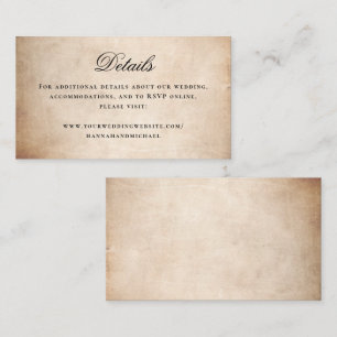 Simple Calligraphy Details Rustic Parchment Paper Enclosure Card