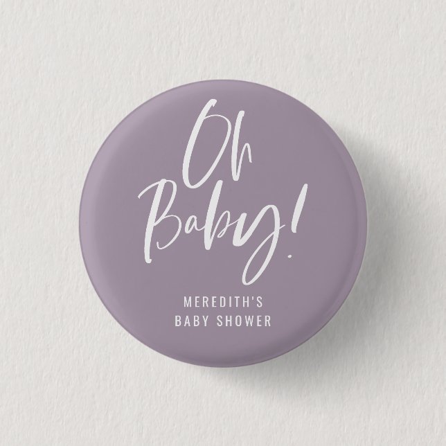 Simple Calligraphy Gender Neutral Baby Shower 1 Inch Round Button (Front)